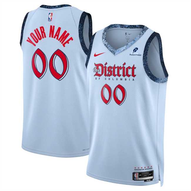 Mens Washington Wizards Active Player Custom Powder Blue 2024-25 City Edition Stitched Basketball Jersey